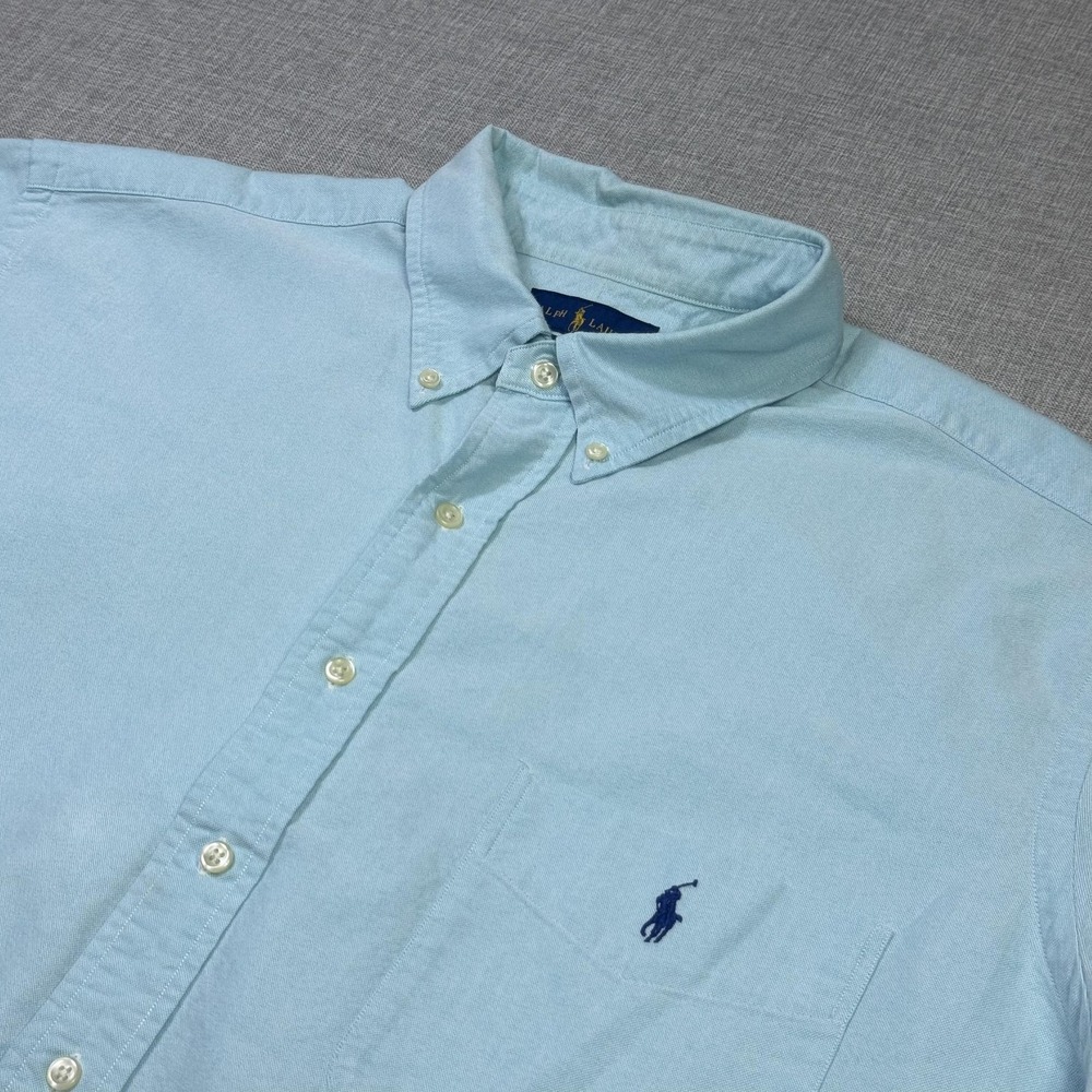 Ralph Lauren Button-Down Shirt Mens Big 2XB Blue Classic Fit Short Sleeve